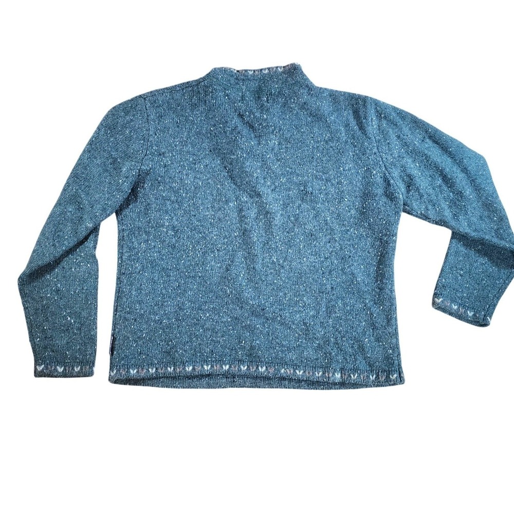 Vintage Woolrich Womens Teal Marled Wool Blend Quarter Zip Sweater Size M 9101 - Picture 2 of 10
